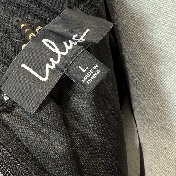 Lulus Mini Dress Womens L Black Rue Floral Embroidered Sequin Sleeveless Bodycon - Picture 7 of 10